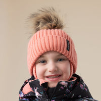 Coral Beanie with Earflaps