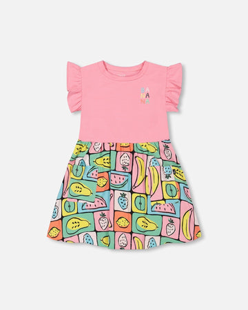 Organic Cotton Jersey Bi-Dress Printed Fruits Square