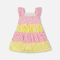 Striped Seersucker Dress Bubble Gum Pink