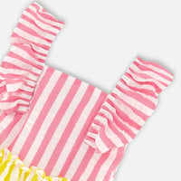 Striped Seersucker Dress Bubble Gum Pink