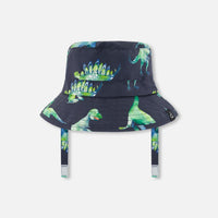 Beach Hat Grey Printed Dinosaurs