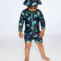Beach Hat Grey Printed Dinosaurs