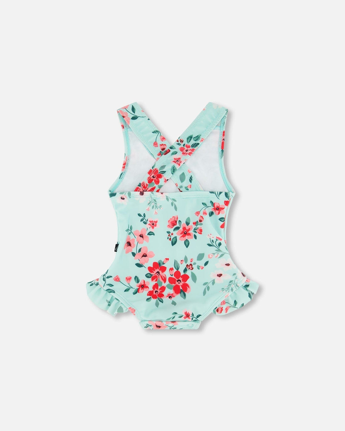 One Piece Swimsuit Light Blue Flower Print