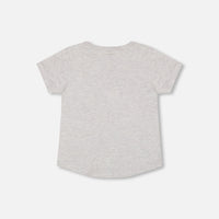 Organic Cotton T-Shirt With Dino Print Light Gray Mix
