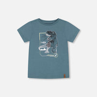 T-Shirt Pine Green Dinosaur Print