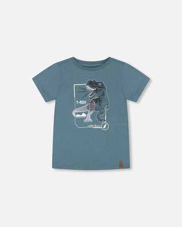 T-Shirt Pine Green Dinosaur Print