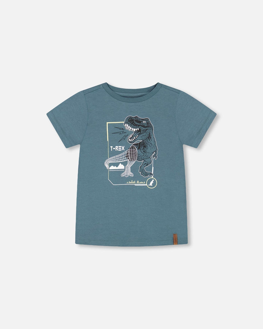T-Shirt Pine Green Dinosaur Print
