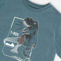 T-Shirt Pine Green Dinosaur Print
