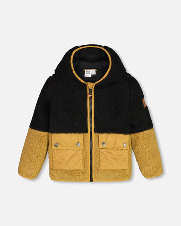 Sherpa Jacket Black And Caramel