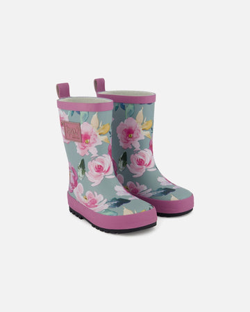 Rain Boots Printed Watercolor Roses
