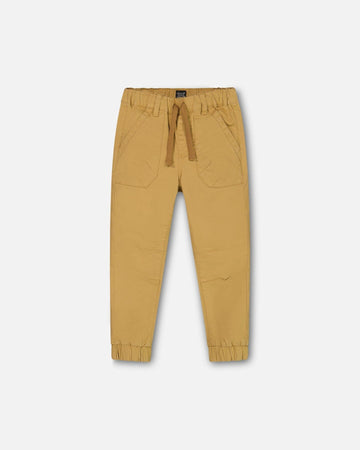 Stretch Twill Jogger Pants Beige Gold