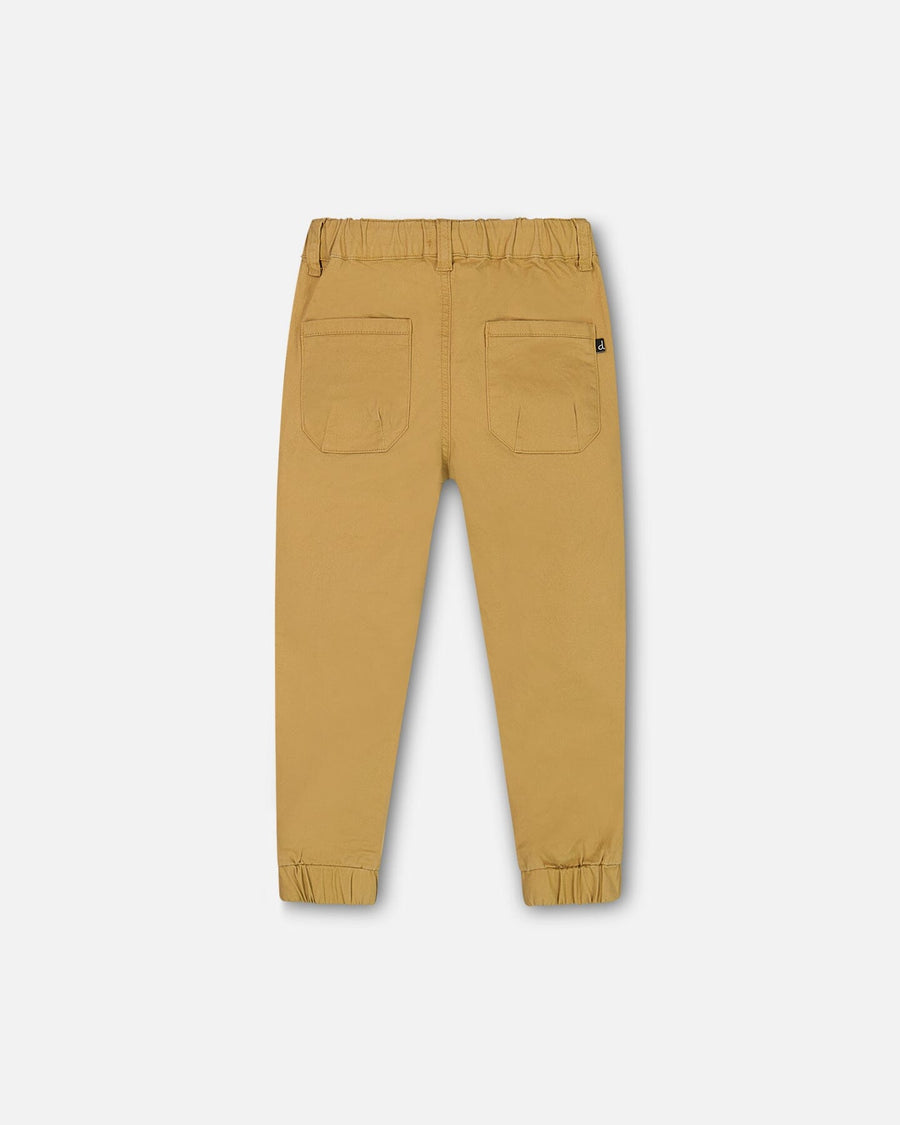 Stretch Twill Jogger Pants Beige Gold