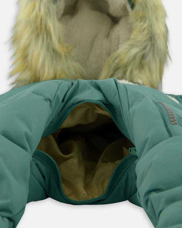 One Piece Baby Hooded Snowsuit Silver Pine Designed For Car Seat