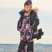 Two Piece Snowsuit Black Printed Roses