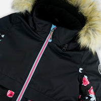 Two Piece Snowsuit Black Printed Roses