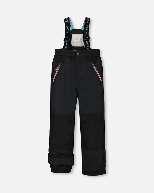 Two Piece Snowsuit Printed Roses With Solid Pant Black