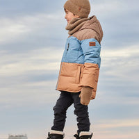 Puffy Jacket Taupe, Blue And Golden Brown