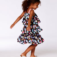 Printed Tiered Dress Ice Lollipops And Black