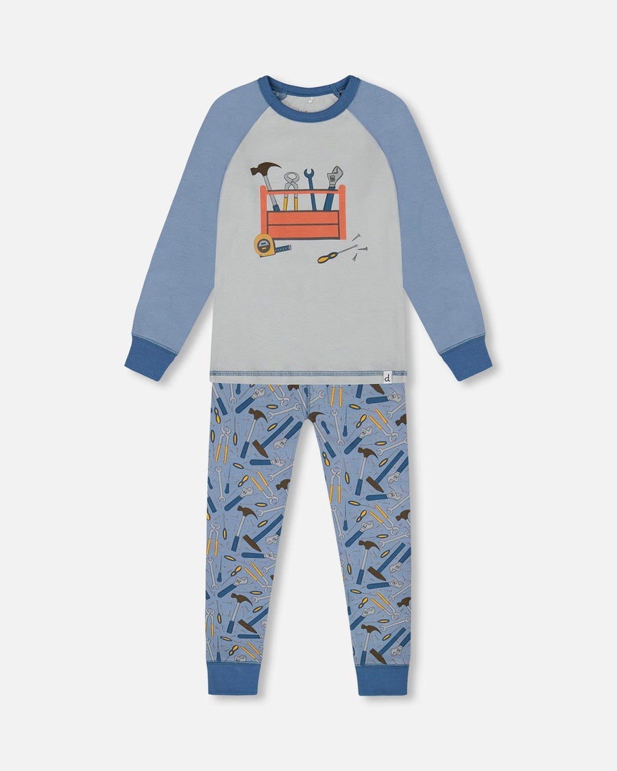 Organic Cotton Long Sleeve Top And Pants Two-Piece Pajama Set Tools