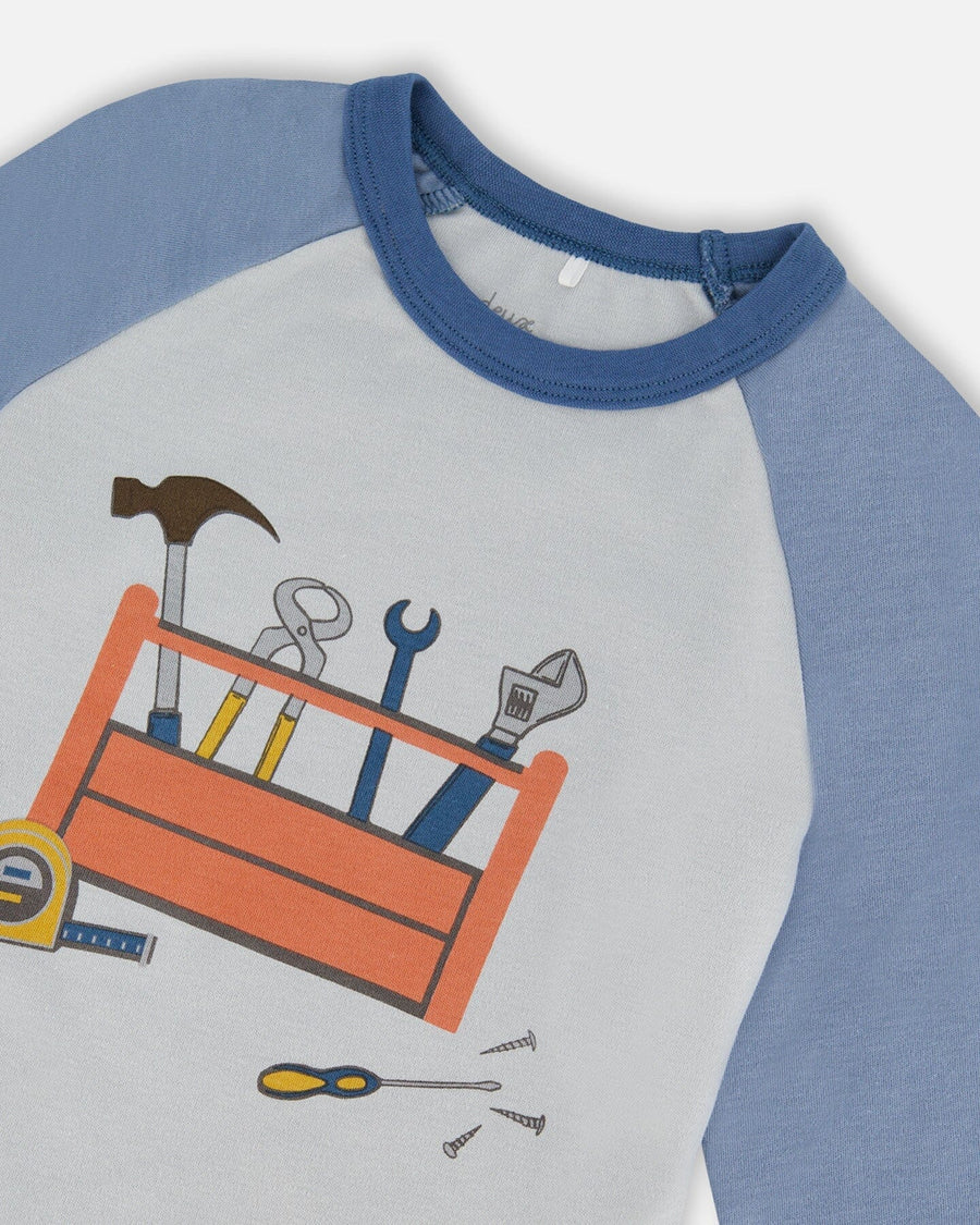 Organic Cotton Long Sleeve Top And Pants Two-Piece Pajama Set Tools