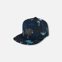 Printed Cap Light Blue Beach On Black