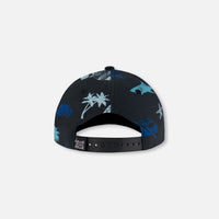 Printed Cap Light Blue Beach On Black
