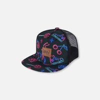 Printed Cap Black And Blue And Pink Items