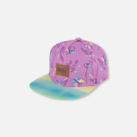 Printed Cap Old Mauve And Multicolored Butterflies