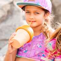 Printed Cap Old Mauve And Multicolored Butterflies