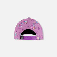 Printed Cap Old Mauve And Multicolored Butterflies