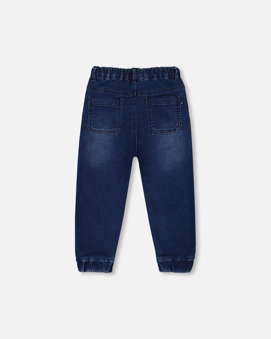 French Terry Denim Jogger Pant Dark Denim Blue