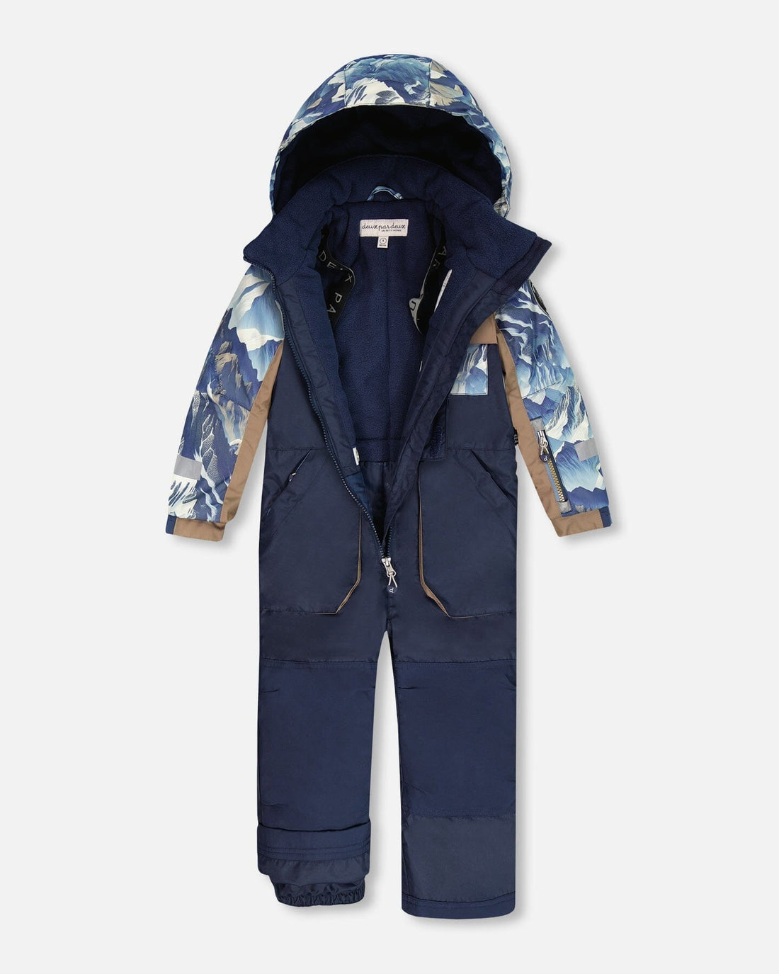 One-Piece Play Snowsuit With Mountains Print Navy Blue