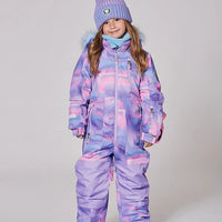 One Piece Play Snowsuit Printed Purple Geo