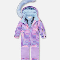 One Piece Play Snowsuit Printed Purple Geo