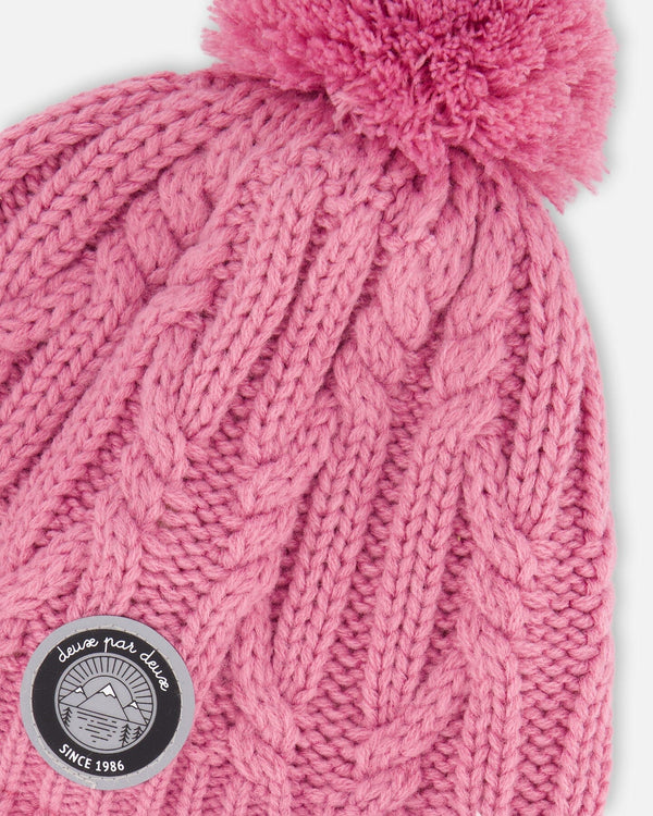Lined Winter Hat With Pompom Pink