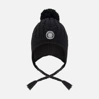 Lined Winter Hat With Pompom Black
