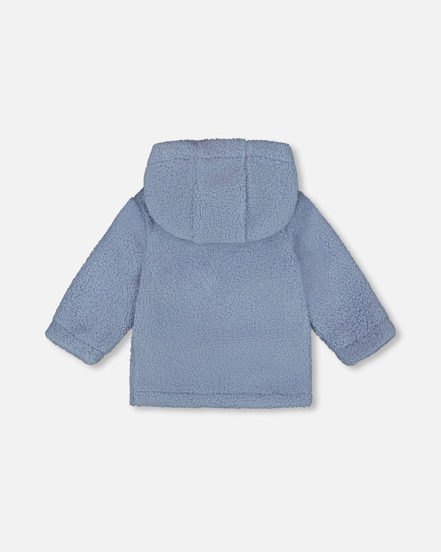 Plush Hooded Jacket Light Blue