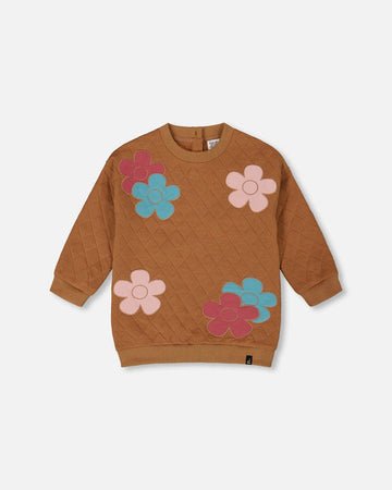 Quilted Tunic Mocha With Flowers