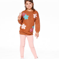 Quilted Tunic Mocha With Flowers