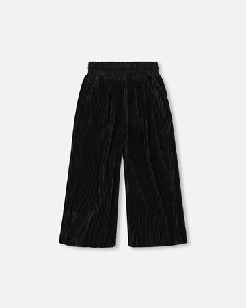 Wide Leg Pleated Pants Black