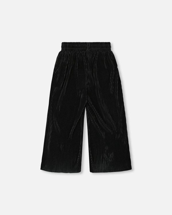 Wide Leg Pleated Pants Black