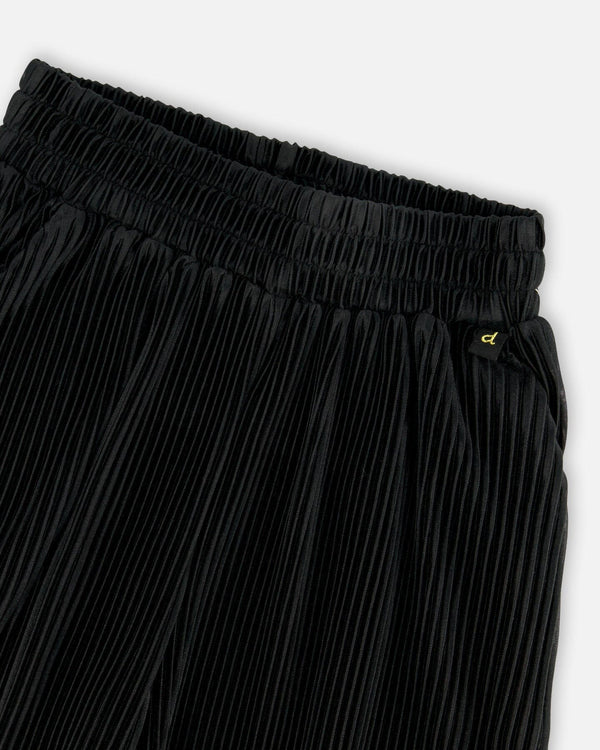Wide Leg Pleated Pants Black