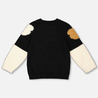 Knitted Sweater Black With Bear Intarsia