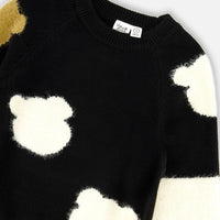 Knitted Sweater Black With Bear Intarsia