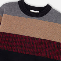 Color Block Knit Sweater Red And Black