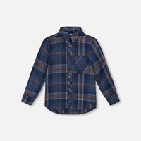 Long Sleeve Flannel Shirt Blue And Brown Plaid
