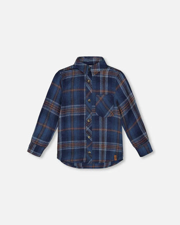 Long Sleeve Flannel Shirt Blue And Brown Plaid