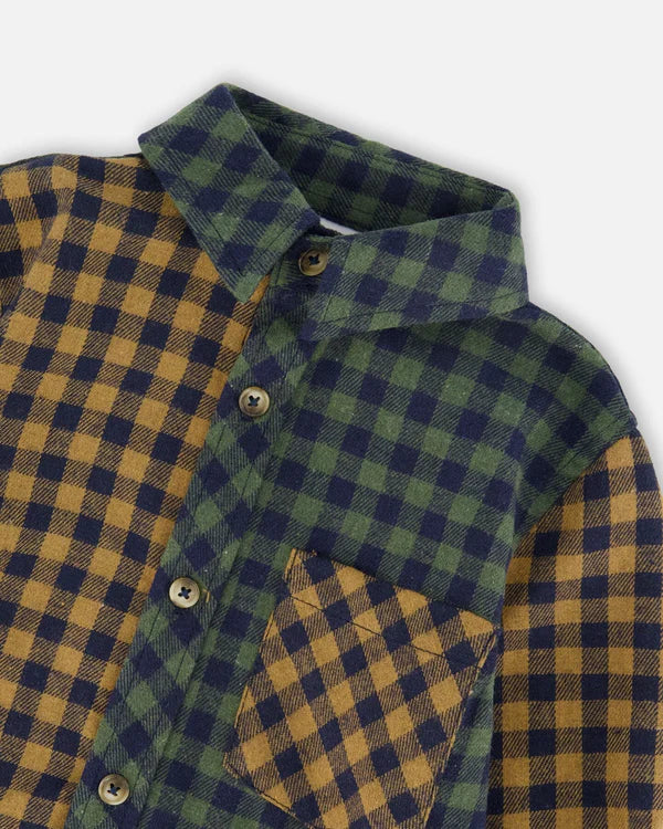 Long Sleeve Flannel Shirt Yellow And Green Plaid
