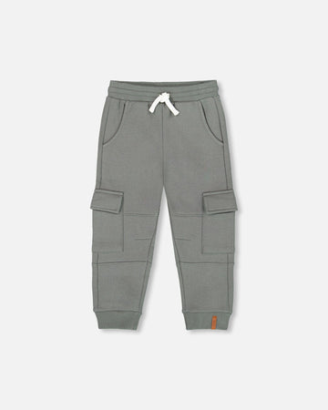 Fleece Sweatpants With Cargo Pockets Gray Green