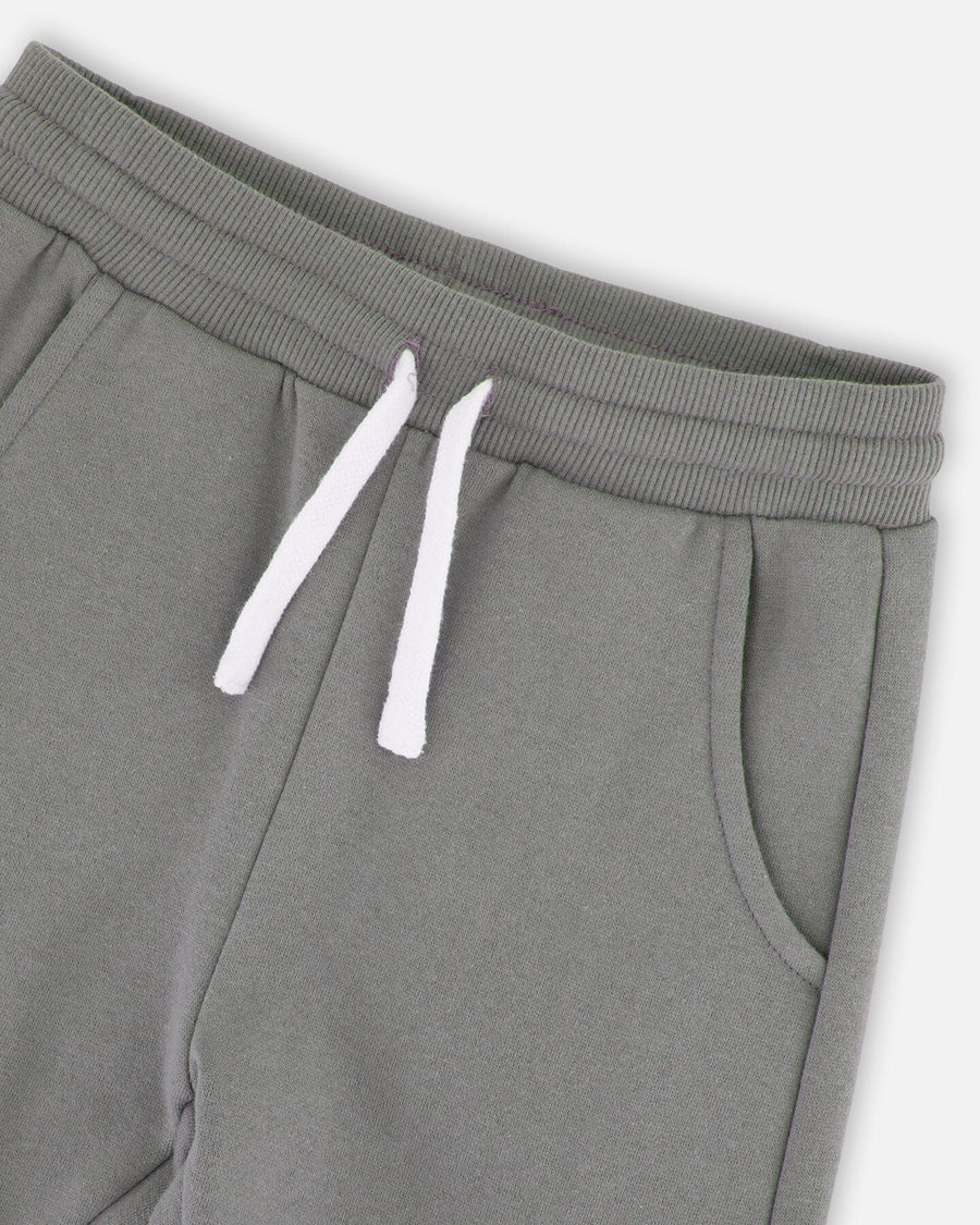 Fleece Sweatpants With Cargo Pockets Gray Green